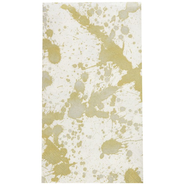 Caspari - Disposable Folded Bathroom Hand Towel, Splatterware Paper (15 Pack), Gold