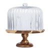 Creative Co-Op 12 Inches Round Acacia Wood Pedestal with Fluted