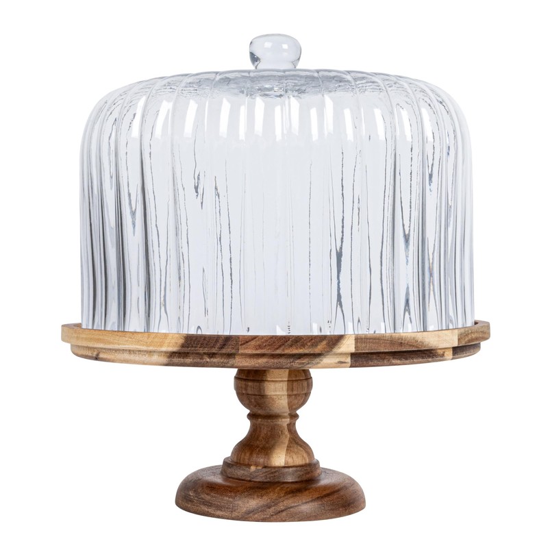 Creative Co-Op 12 Inches Round Acacia Wood Pedestal with Fluted