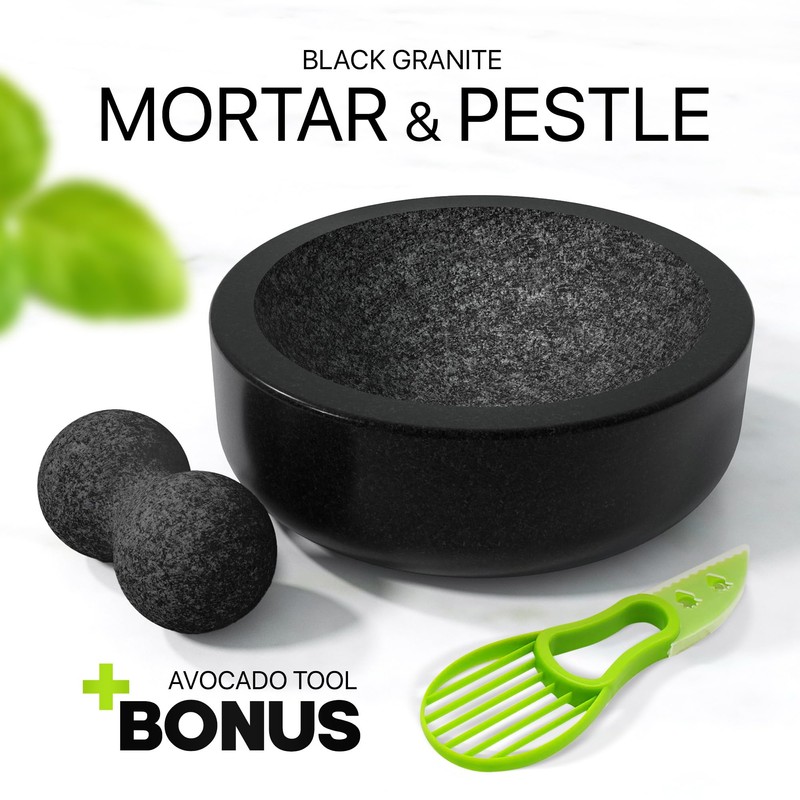 Umien™ Granite Mortar and Pestle Set - 100% Granite -
