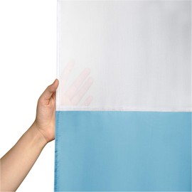 UFRIDAY Small Shower Curtain 48 x 72 inches ,Light Blue Fabric Shower Curtain with Mesh Window, Modern Polyester Water Repellent Bathroom Liner