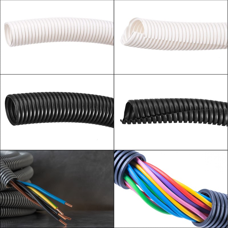 sourcing map Split Wire Loom Tubing PE Corrugated Pipe Conduit