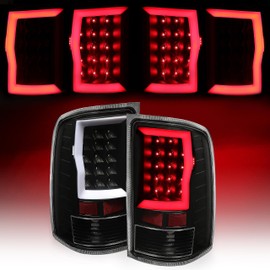 HECASA LED Pair Tail Lights Assembly Compatible with 2007-2014 GMC Sierra 1500 2500HD 3500HD Replacement for GM2800208 GM2801208 Rear Brake Tail Lamp LH&RH - Clear Lens Black Housing