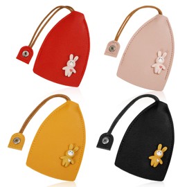 lasuroa 4pcs Cute Car Key Cases, Creative Pull Out Key Fob Holder PU Leather Key Bag Portable Key Wallet Pouch Sleeve Keychain Bags for Car Key