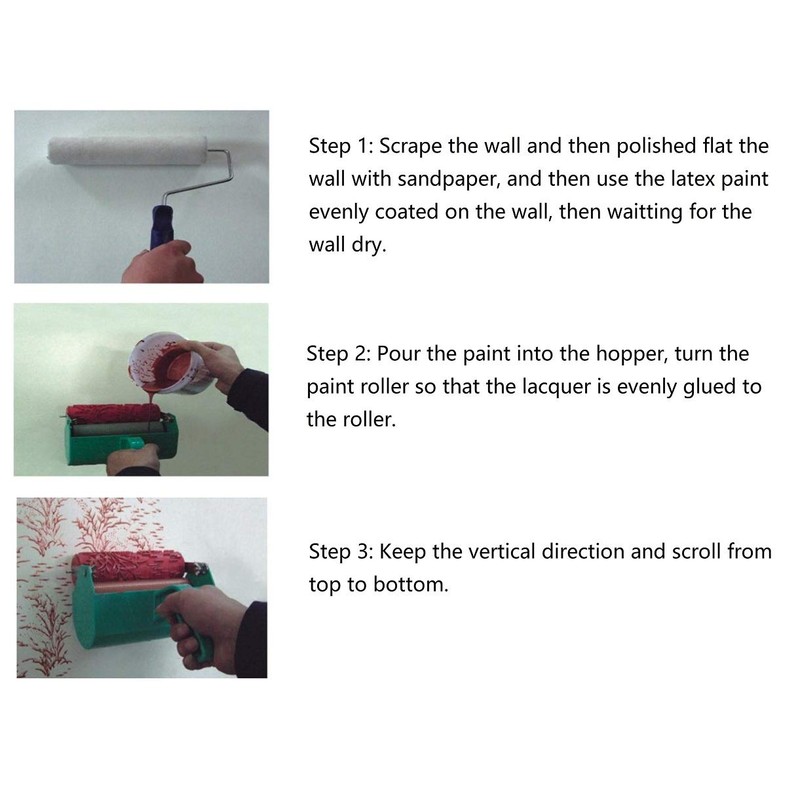 BUUEERR 5" Pattern Paint Roller Brush Sleeve Texture Stencil Wall