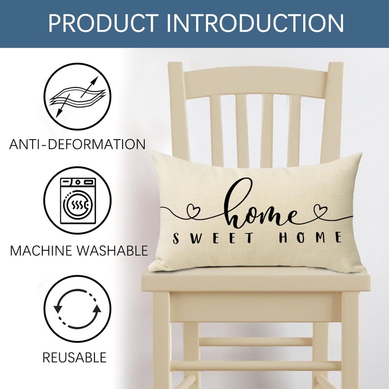Fjfz Home Sweet Home Lumbar Decorative Throw Pillow Cover 12
