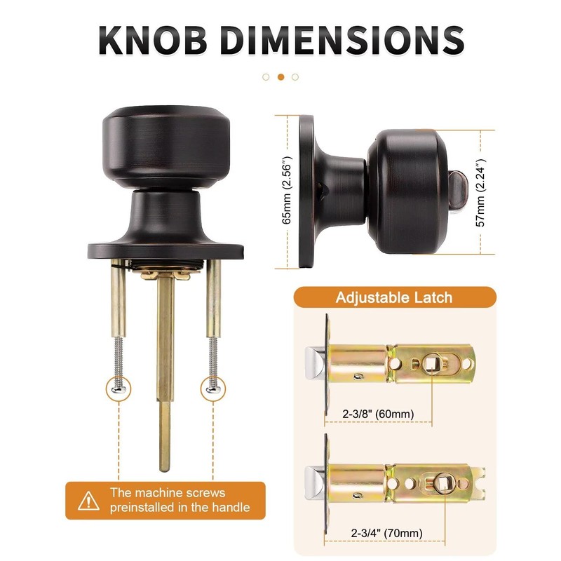 Probrico Oil Rubbed Bronze Door Knob Without Key Privacy Door
