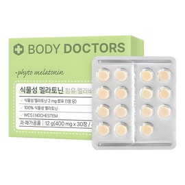 Body Doctors Plant-Based Melabain 12g, 30 Tablets, 1 Pack / 바디닥터스 식물성 멜라토닌 함유 멜라바인 12g, 30정, 1개