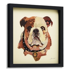 Empire Art Direct English Bulldog Pup Dimensional Collage Handmade by Alex Zeng Framed Graphic Dog Wall Art, 17" x 17" x 1.4", Ready to Hang