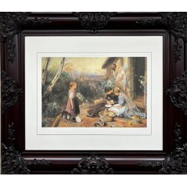 Myles B. Foster "The New Arrival" Custom Framed Art  Cat Kitten Children Baroque