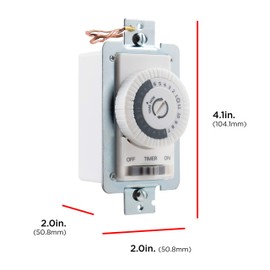 UltraPro 24-Hour Indoor Mechanical In-Wall Timer, 30 Minute Interval, Neutral Wire Required, Dial Light Switch for Lights, Bathroom Fan, Exhaust Fan, Single Pole Wall Timer Switch, White, 41092