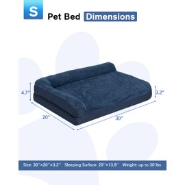PureWags Orthopedic Dog Beds, L Shaped Waterproof Large Dogs Bed with Removable Cover and Nonskid Bottom, Soft Pet Couch Bed, Navy Blue