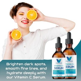 VECEDOR Organic Vitamin C Face Serum with Hyaluronic Acid and Centella Asiatica, Hydrating, Wrinkles, Skincare 1 fl oz