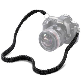 VVAAGG 550 - Correa para cámara de paracaídas para fotógrafos, correa para el cuello, correa para el hombro, para cámara micro individual y DSLR Canon Nikon Sony, color negro, Negro, 105CM