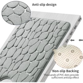 Glvomazty Bath Mat Absorbent 2-Piece Set Bath Mat Non-Slip Bathroom Rug Shower Mat Decoration for Bathroom Living Room 40 x 50 U + 40 x 60 cm