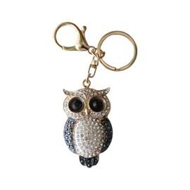 Rwnjump Gold-plated and diamond-set owl keychain are decorative pendants suitable for backpacks, shoulder bags, travel bags, keychains, wallets and so on(Owl - black)