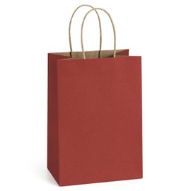 BagDream BagDream Kraft Paper Bags 100Pcs 5.25x3x8 Inches Small Kraft Gift Bags with Handles Bulk, for Shopping, Party Favor, Retail, Merchandise, Business, Red Paper Gift Sacks