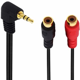 tunghey 2Pack Right Angle 3.5mm to 2RCA Adapter Cable, Gold Plated 90 Degree Right-Angled 1/8" TRS Stereo Male to Dual RCA Female Y Splitter Adapter Cable 0.2M