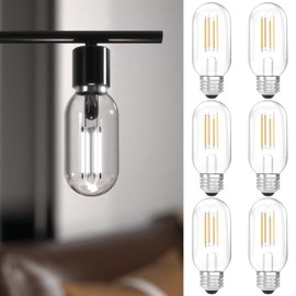 Sunco 6 Pack T45 Edison Bulbs, E26 LED Bulb 60 Watt Equivalent, Filament Vintage Light Bulbs, Clear Decorative Tubular Light Bulb, 7W, 5000K Daylight, Dimmable, 700 LM, Medium Base, Wet Rated UL