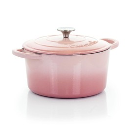 Crock-Pot Artisan 2 Piece 5 Quarts Enamled Cast Iron Dutch Oven in Blush Pink