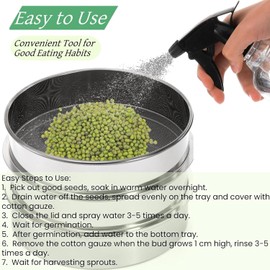 POCREATION Kit de Germinación de Semillas de Acero Inoxidable, Bandeja de Brotes Apilable de 3 Niveles, Bandeja para Brotes de Frijol con Agujeros de Drenaje para Cultivar Microgreens, (4 Niveles)
