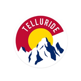 Die Cut Sticker Telluride, Colorado, C and Mountains, Contour Vinyl Sticker 1 to 3 inches (Waterproof Decal for Cars, Water Bottles, Laptops, Coolers), Small
