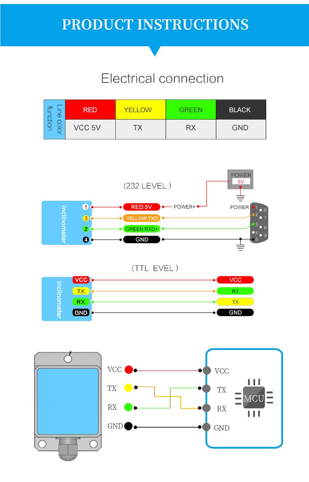 High Precision Inclinometer HWT905-RS485 9-Axis Sensor - Industrial ...