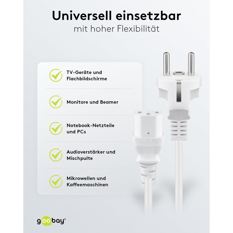 Goobay 96038 IEC Cable 1.5 m / C13 IEC Socket