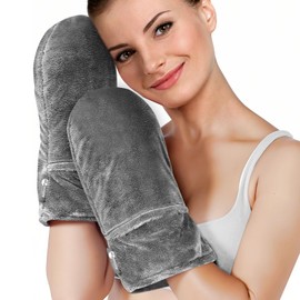AiricePac Heated Mitts for Arthritis, Microwavable Hand Warmer for Women Men in Cases of Stiff Joints, Trigger Finger, Warm Therapy Mittens Unscented Hand Muff, Grey