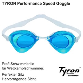Tyron Performance Speed Goggle (Light Blue Mirrored), Swimming Goggles | Training and Competition | Anti Fog Coating | UV Protection