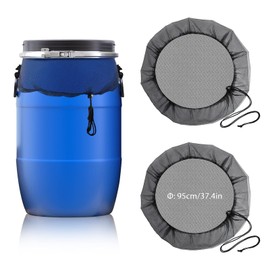 Modixun 2 Pack Mesh Cover for Rain Barrel, with Elastic Drawstring for Better Fixing, Water Collection Bucket Cover, Rain Barrel Net Cover to Keep Leaves and Debris Out Rain Barrel, 37.4in