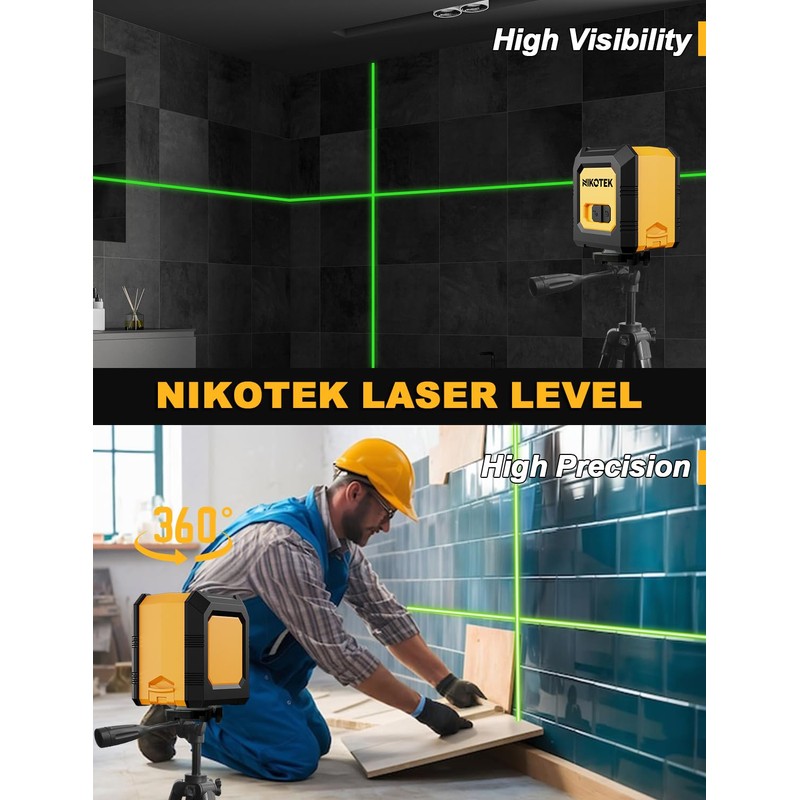 Laser Level Self-Leveling Green Beam Horizontal and Vertical Cross-Line Laser