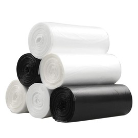 Ikando 6 Litre Bin Liners Rubbish Bags Rubbish Bags - Black/White/Clear - Pack of 150/6 Rolls