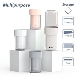 Portable Travel Toothbrush Case, Covered Toothbrush Cup Holders, Toothbrush and Toothpaste Travel Case, Toothbrush Storage Organizer Container for Traveling Bathroom(White)