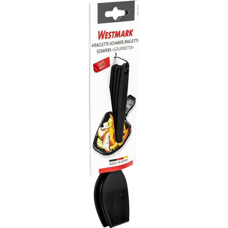Westmark 4 Raclette-Schaber/Mini-Pfannenwender, Länge: 16,6 cm, Kunststoff, Gourmetta, Schwarz, 20452270