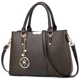 Purse and Handbags for Women, 3 Zip Compartments Tote Bag Designer Shoulder Purse Top Handle Satchel Bags, Igg-coffee