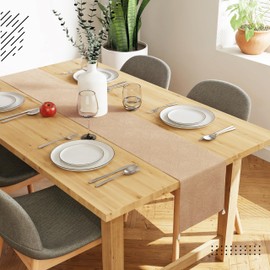 Encasa Dining Table Runner 13x72 in Long | Embossed Velvet | Beige Color with Premium Polyester - Machine Washable