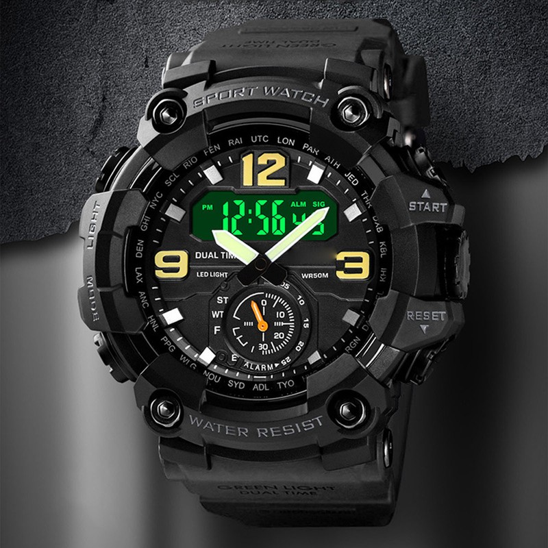 Men Digital Watch Waterproof Stopwatch Timing Date Display Alarm Clock