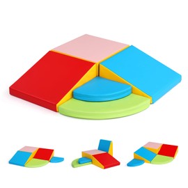 JOYMOR 5-Pieces PU Baby Climbing Blocks, Foam Climbing Toys for Toddlers 1-3 Inside for Kids' Physical Coordination, Visual Stimulation, Waterproof Toddlers Climbing Toys Indoor