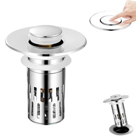 2025 New Universal Pop-Up Bathroom Sink Stopper with Hair Catcher, Pop-Up Removable Bathroom Sink Strainer, Easy-Install Sink Drain Strainer