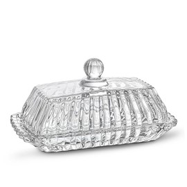 6.5'' Glass Butter Dish with Lid,Clear Classic Covered Butter Container For Countertop,Butter Keeper,Butter Holder,Dishwasher Safe