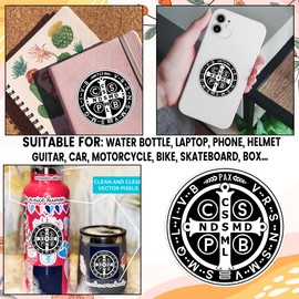 Set 3PCS 2 Inches - St Benedict Medal Catholic Sticker Saint Benedict Stickers Christian Religious God Bible Faith Waterproof Vinyl Decal for Water Bottles Tumblers Laptops Hard Hat Cars Kindle