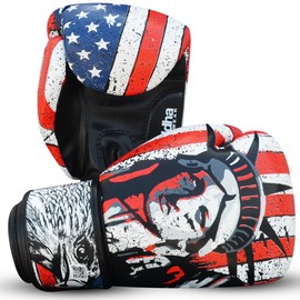 BUDDHA FIGHT WEAR Fantasy USA Boxing Gloves - Muay Thai - Kickboxing - Faux Leather Inner Fabric Odour Resistant - Reinforced Stitching - Various Designs (Matte Black, 10 oz)