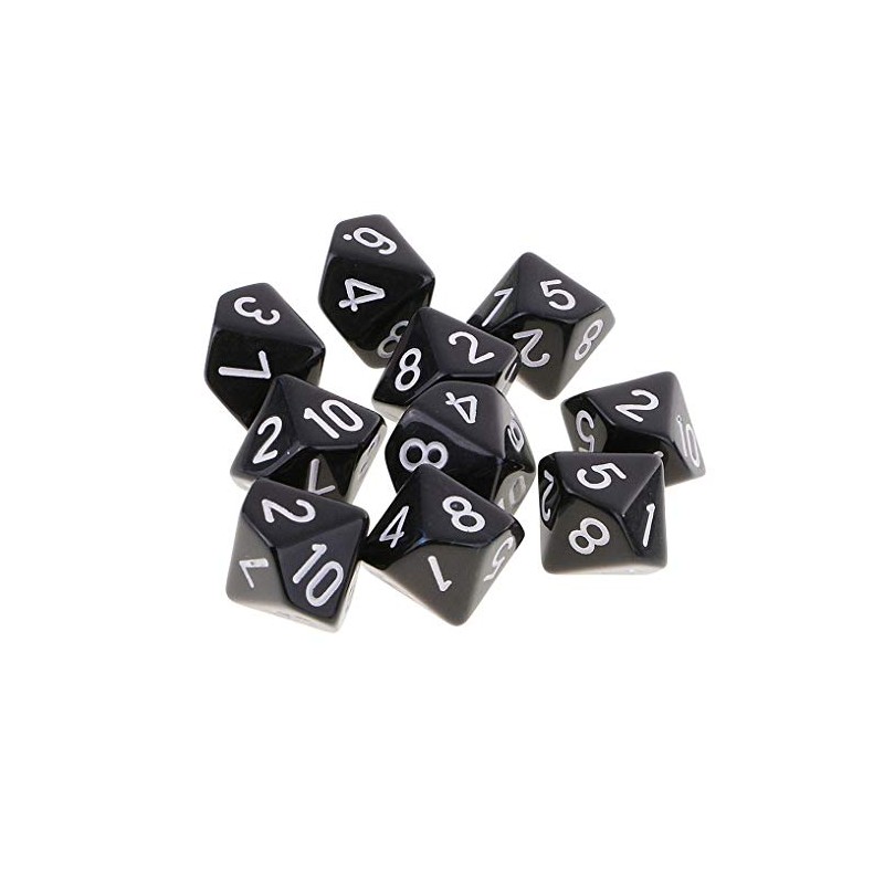10PCS Polyhedral D10 Dice Acrylic 10 Sided Game Dice for