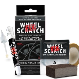 Wheel Scratch Fix Gray Rim Touch Up Paint Kit, Car Wheel Scratch Repair Kit, Wheel Touch Up Paint Pen, curb rim repair kit, curb rash repair Kit, Universal Rim Alloy Wheel Paint Dark Gray (Satin Dark Gray)
