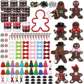 Arrowbash 412 Pcs Christmas Gingerbread Man DIY Crafts Kit, 36 Pack Air Dry Clay Crafts Make You Own Gingerbread Man Modeling Indoor Decorations Gift for Holiday Winter Party Supplies