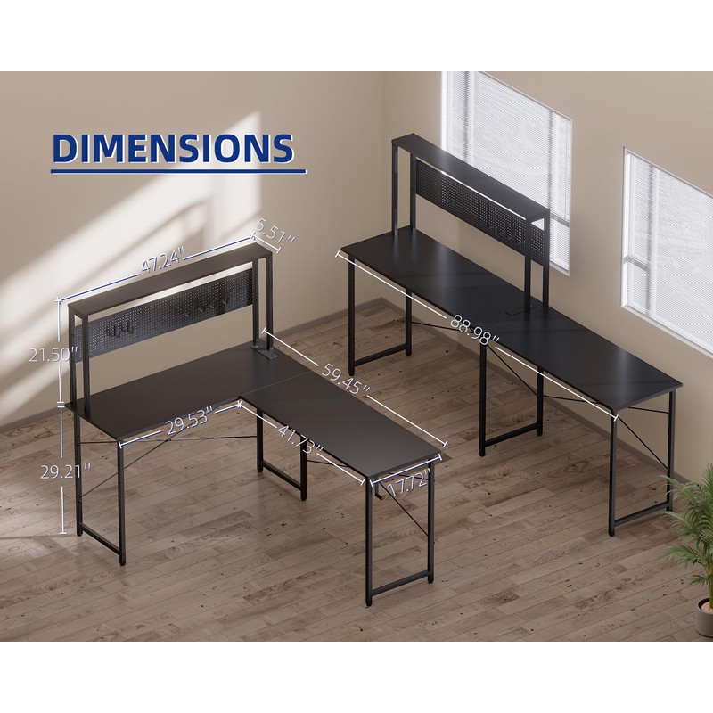 Pamray 60 Inch L Shaped Gaming Desk with Shelves and