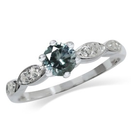Silvershake Simulated Color Change Alexandrite and White Cubic Zirconia 925 Sterling Silver Engagement Ring Size 5