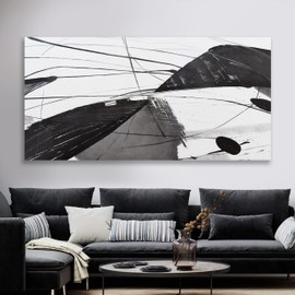 Abstract Wall Art Black and White Wall Decor Prints modern minimalist Wall Art Framed Artwork Ink Home Canvas Painting Suitable for Living Room Bedroom Restaurant Office 24"x48"