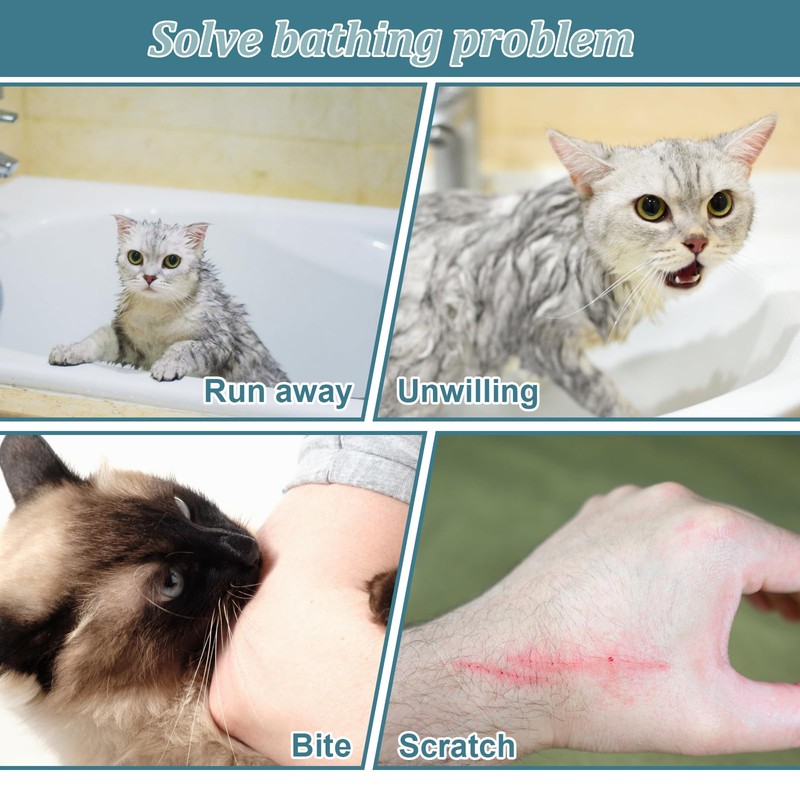 Cat Bathing Bag, Breathable Mesh Cat Shower Bag Anti Scratch